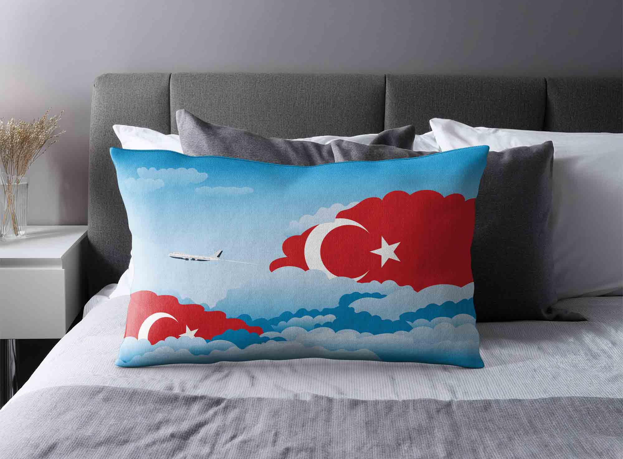 Turkey World Airplane Day Clouds Square & Rectangle Pillow Cases | Aviation Sky Travel Decorative Throw Pillow Covers image 2