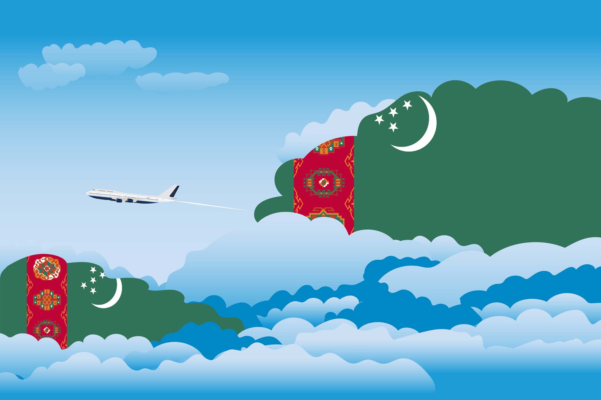 Turkmenistan Day Clouds Blanket Throw image 2