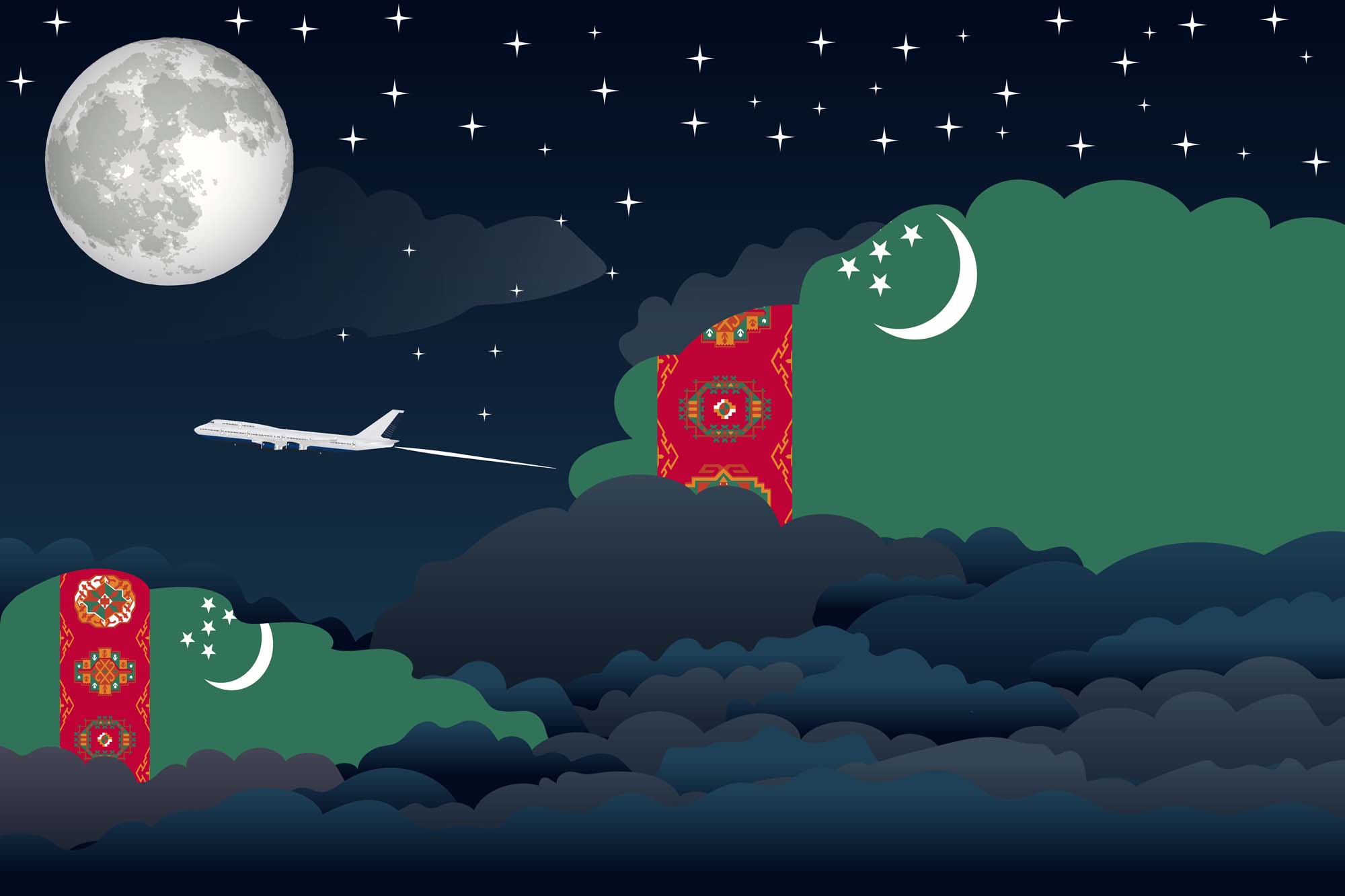 Turkmenistan Night Clouds Blanket Throw image 2