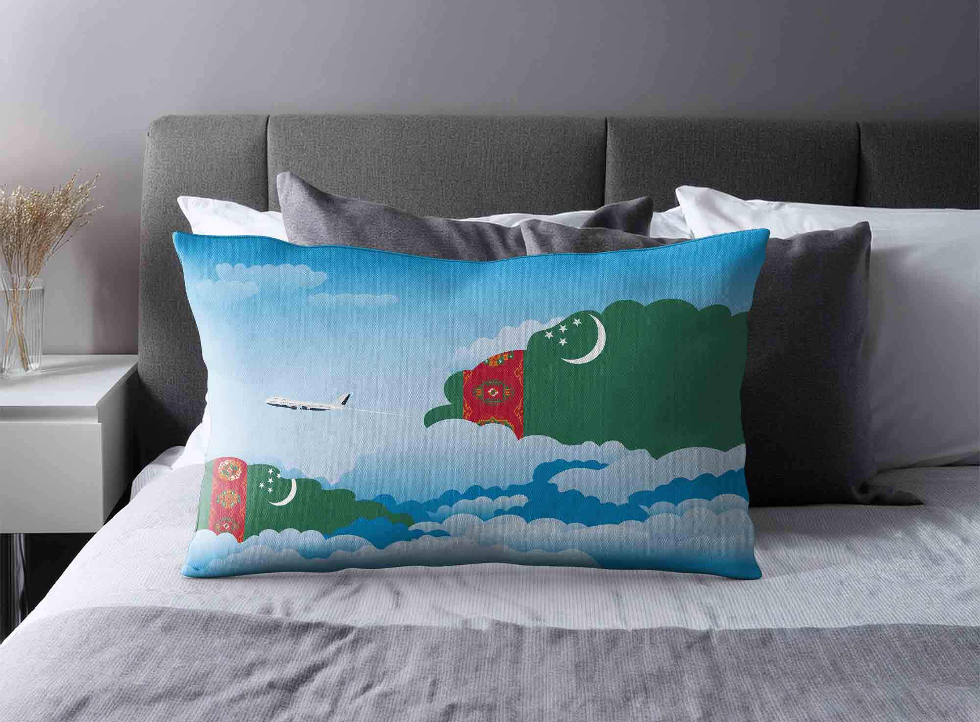 Turkmenistan World Airplane Day Clouds Square & Rectangle Pillow Cases | Aviation Sky Travel Decorative Throw Pillow Covers image 2