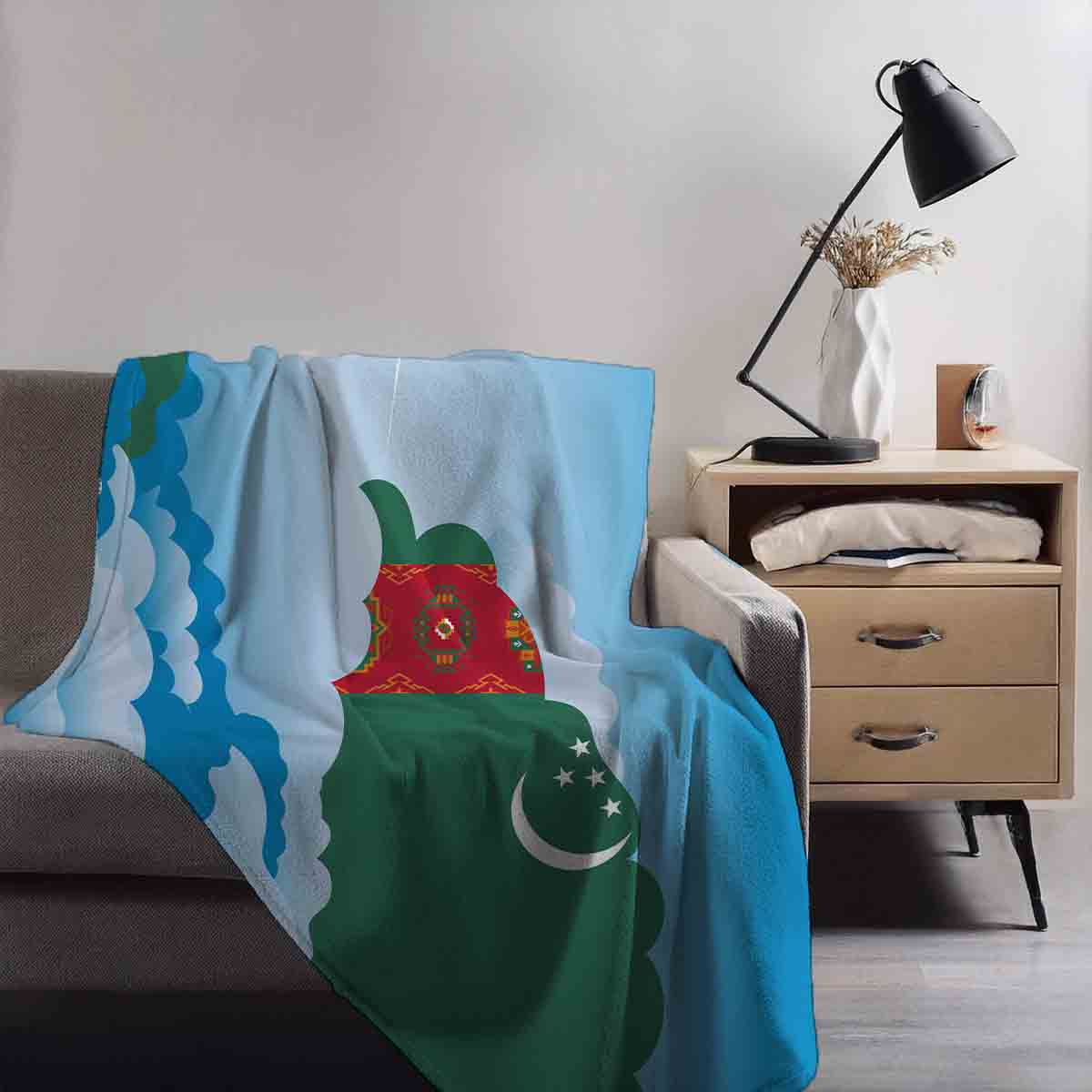 Turkmenistan Day Clouds Blanket Throw