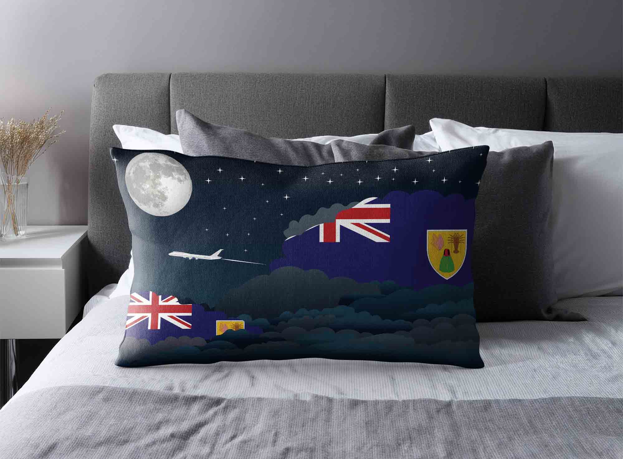 Turks Case and Caicos Islands World Airplane Night Clouds Square & Rectangle Pillow Cases | Aviation Night Sky Decorative Throw Pillow Covers image 2