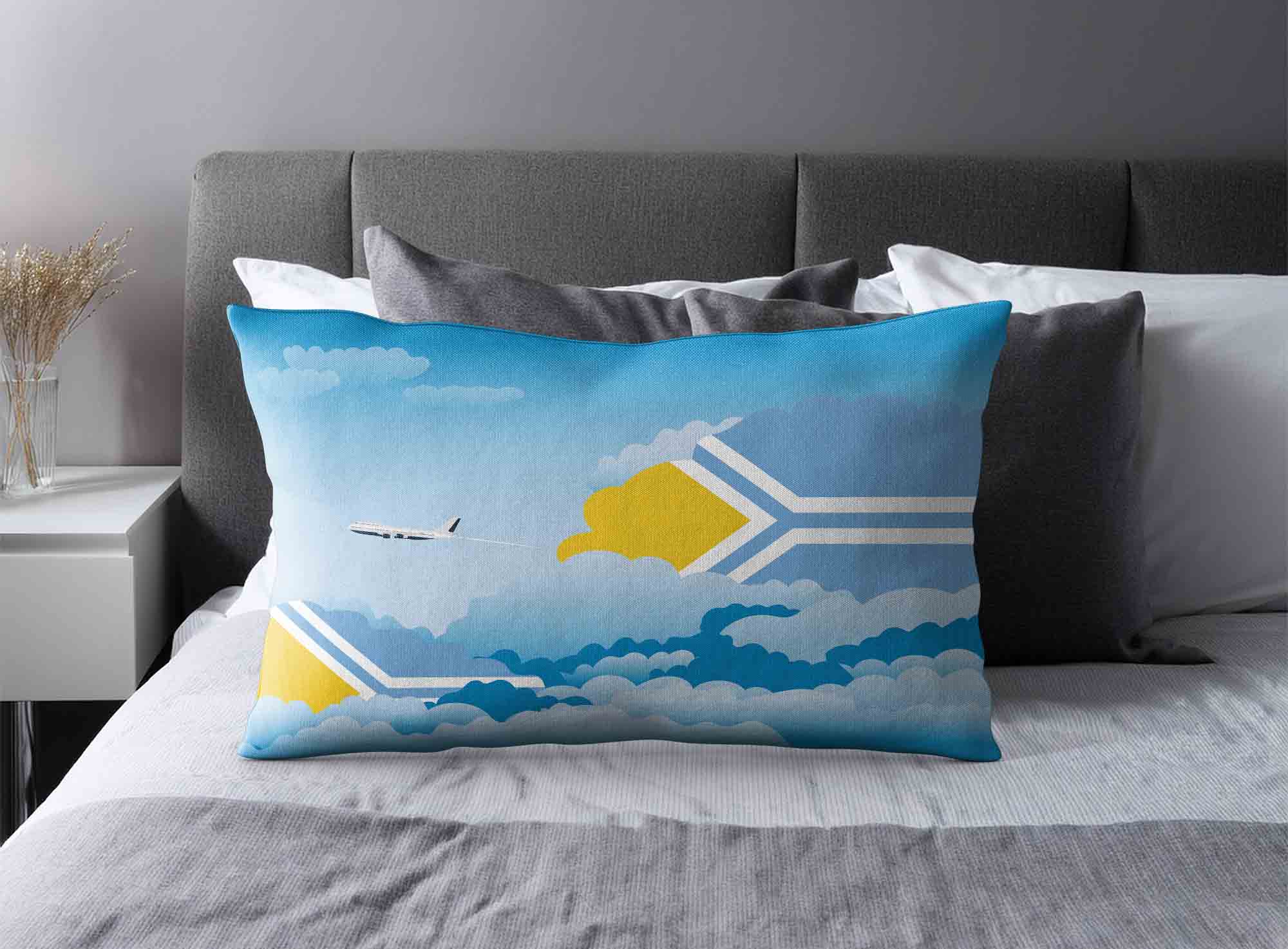 Tuva World Airplane Day Clouds Square & Rectangle Pillow Cases | Aviation Sky Travel Decorative Throw Pillow Covers image 2