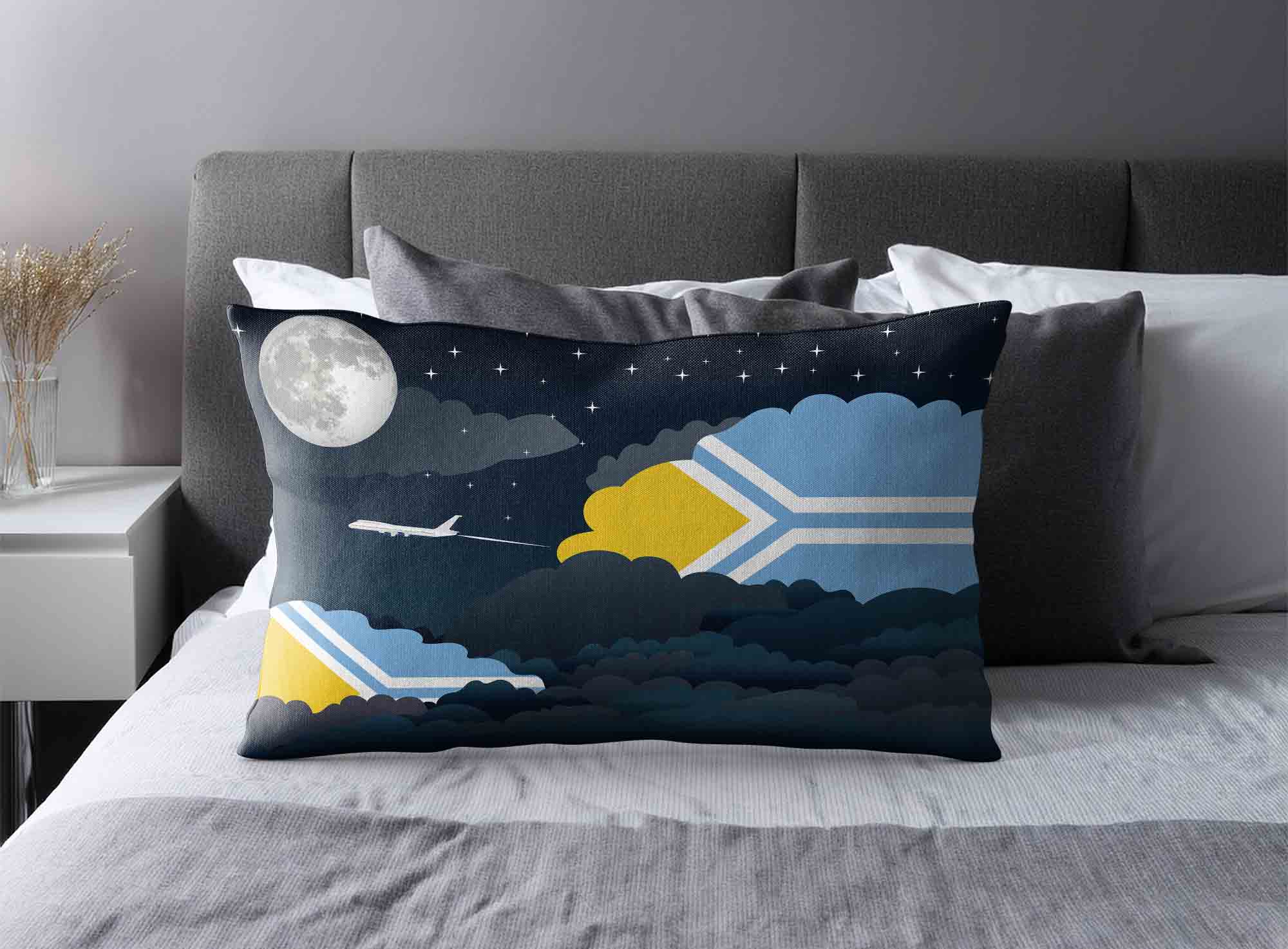 Tuva World Airplane Night Clouds Square & Rectangle Pillow Cases | Aviation Night Sky Decorative Throw Pillow Covers image 2