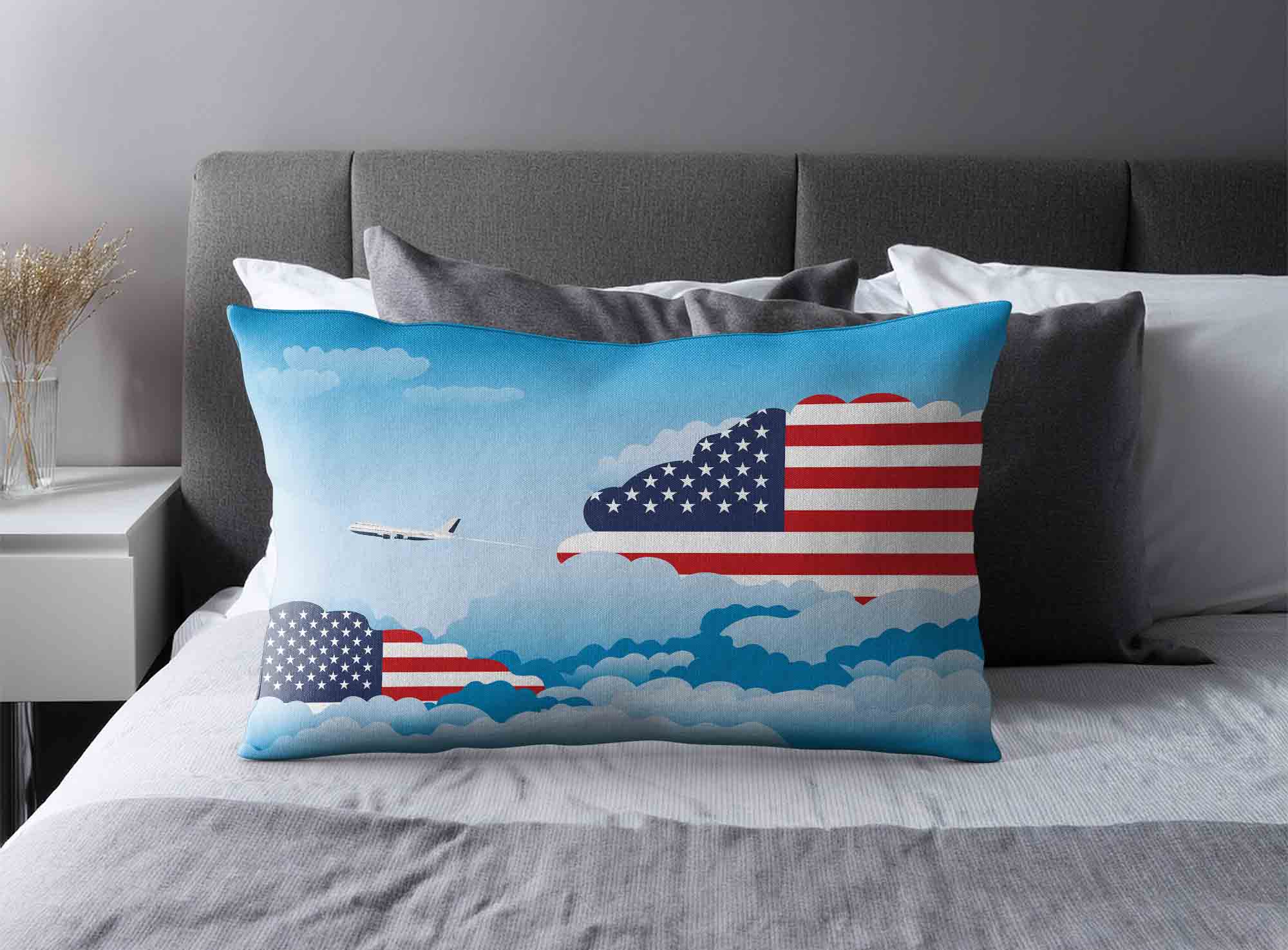 USA World Airplane Day Clouds Square & Rectangle Pillow Cases | Aviation Sky Travel Decorative Throw Pillow Covers image 2