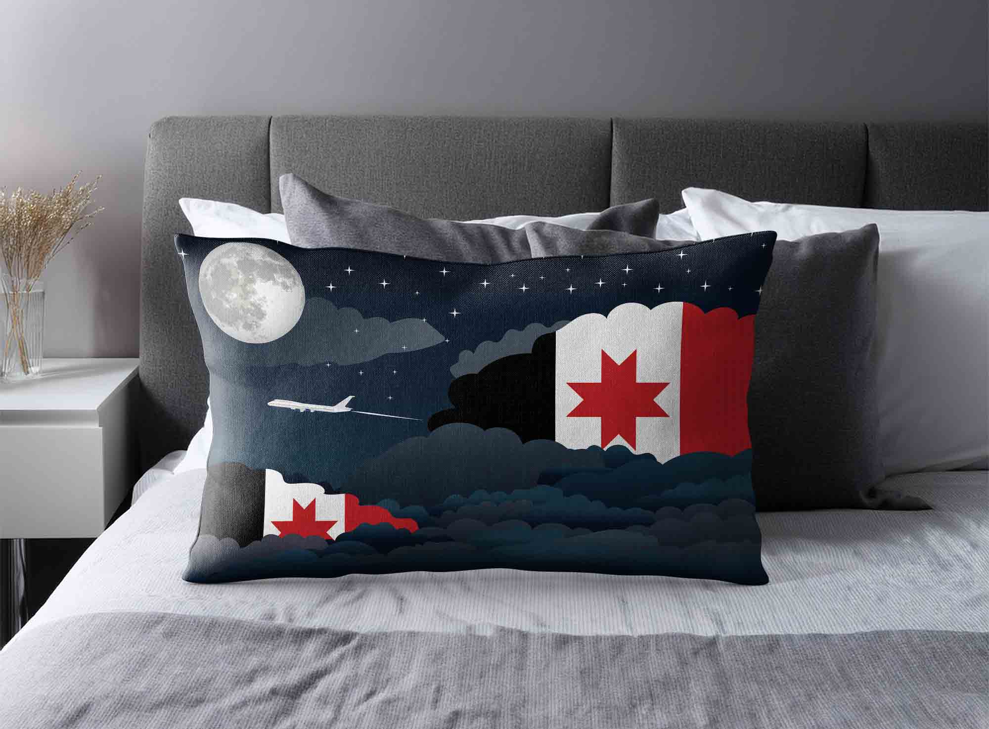 Udmurtia World Airplane Night Clouds Square & Rectangle Pillow Cases | Aviation Night Sky Decorative Throw Pillow Covers image 2