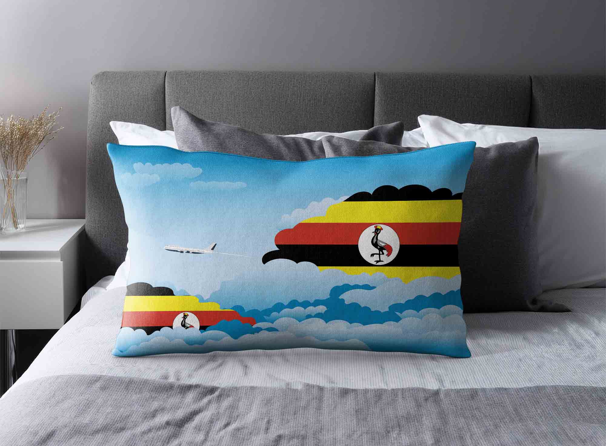 Uganda World Airplane Day Clouds Square & Rectangle Pillow Cases | Aviation Sky Travel Decorative Throw Pillow Covers image 2