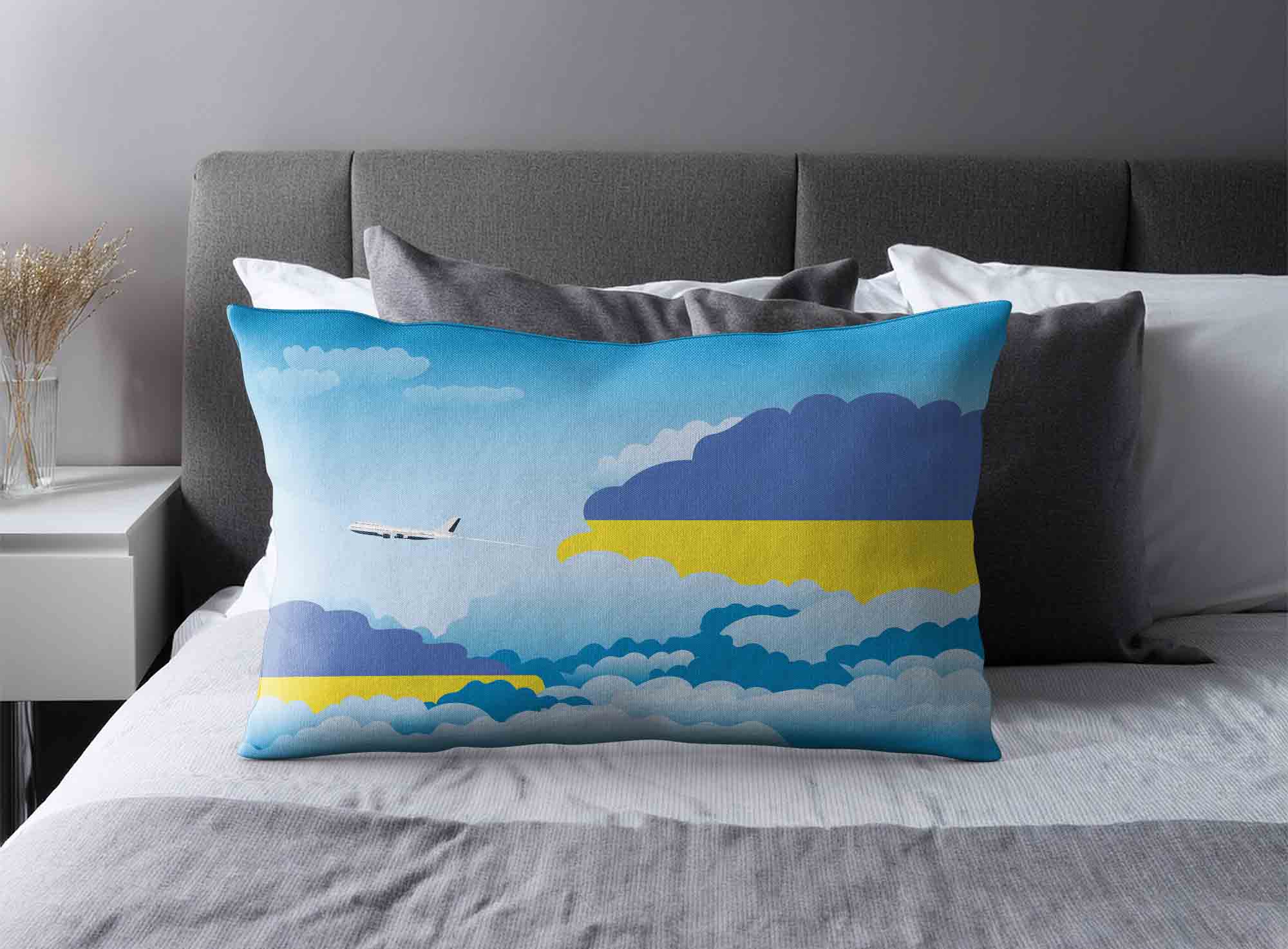 Ukraine World Airplane Day Clouds Square & Rectangle Pillow Cases | Aviation Sky Travel Decorative Throw Pillow Covers image 2