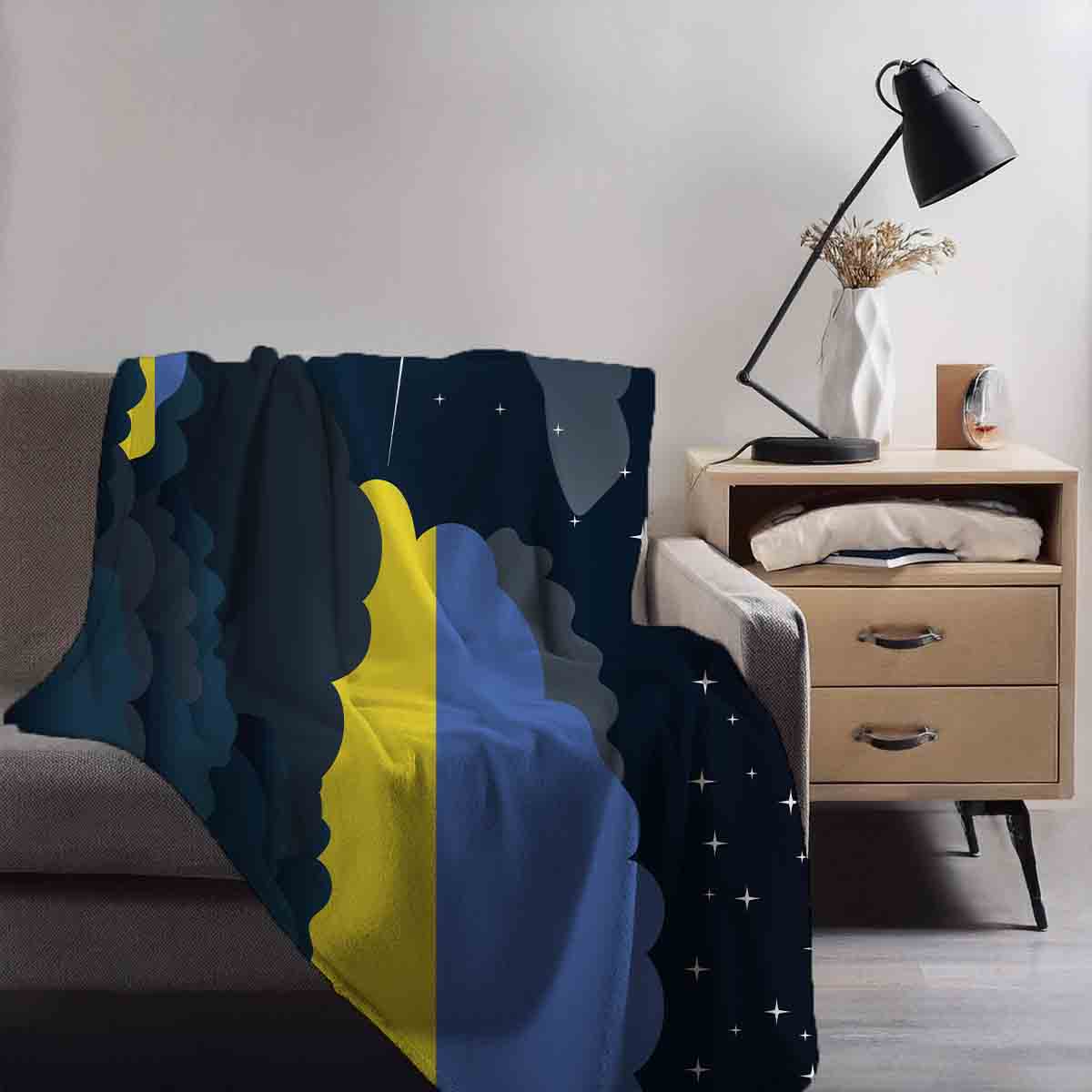 Ukraine Night Clouds Blanket Throw