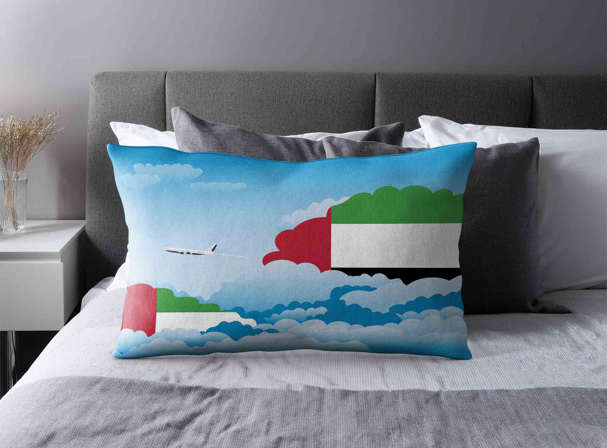 United Arab Emirates World Airplane Day Clouds Square & Rectangle Pillow Cases | Aviation Sky Travel Decorative Throw Pillow Covers image 2