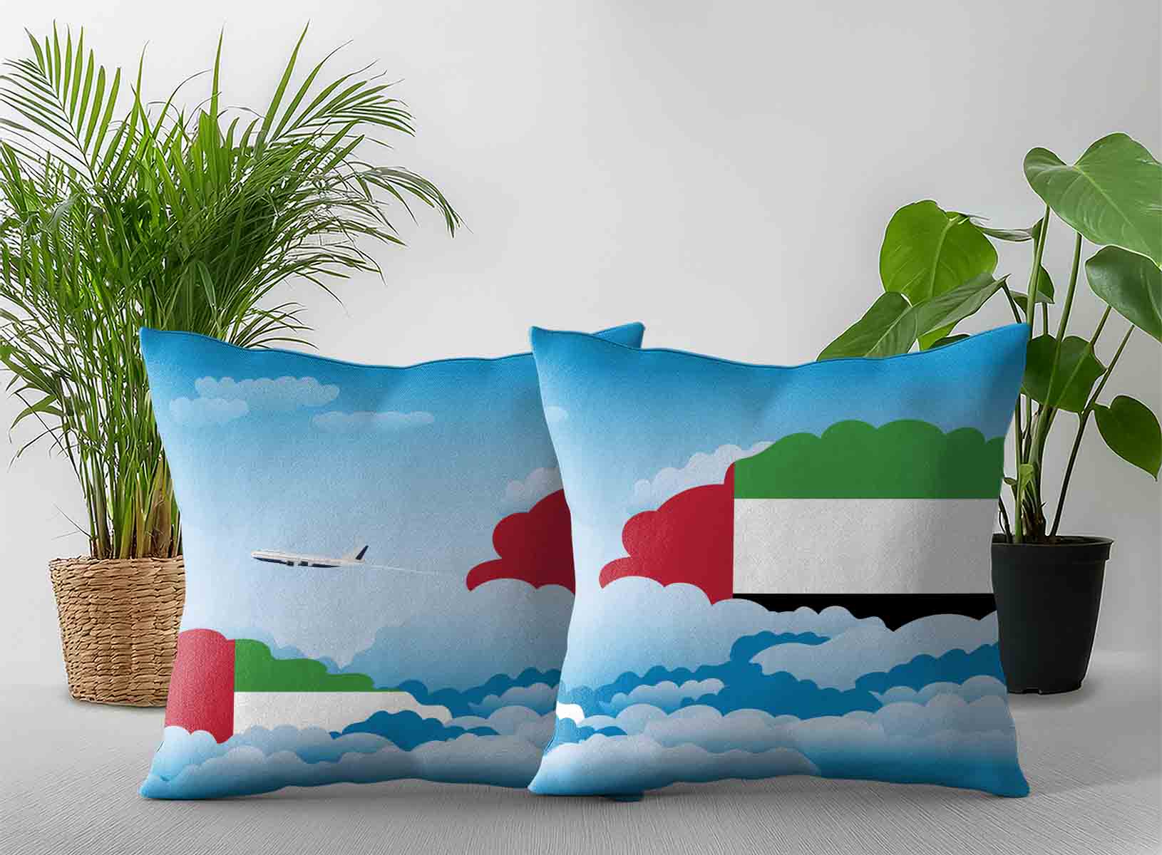 United Arab Emirates World Airplane Day Clouds Square & Rectangle Pillow Cases | Aviation Sky Travel Decorative Throw Pillow Covers