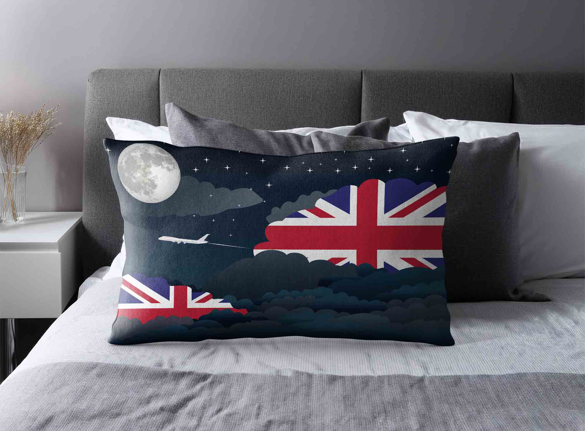 United KIngdom World Airplane Night Clouds Square & Rectangle Pillow Cases | Aviation Night Sky Decorative Throw Pillow Covers image 2