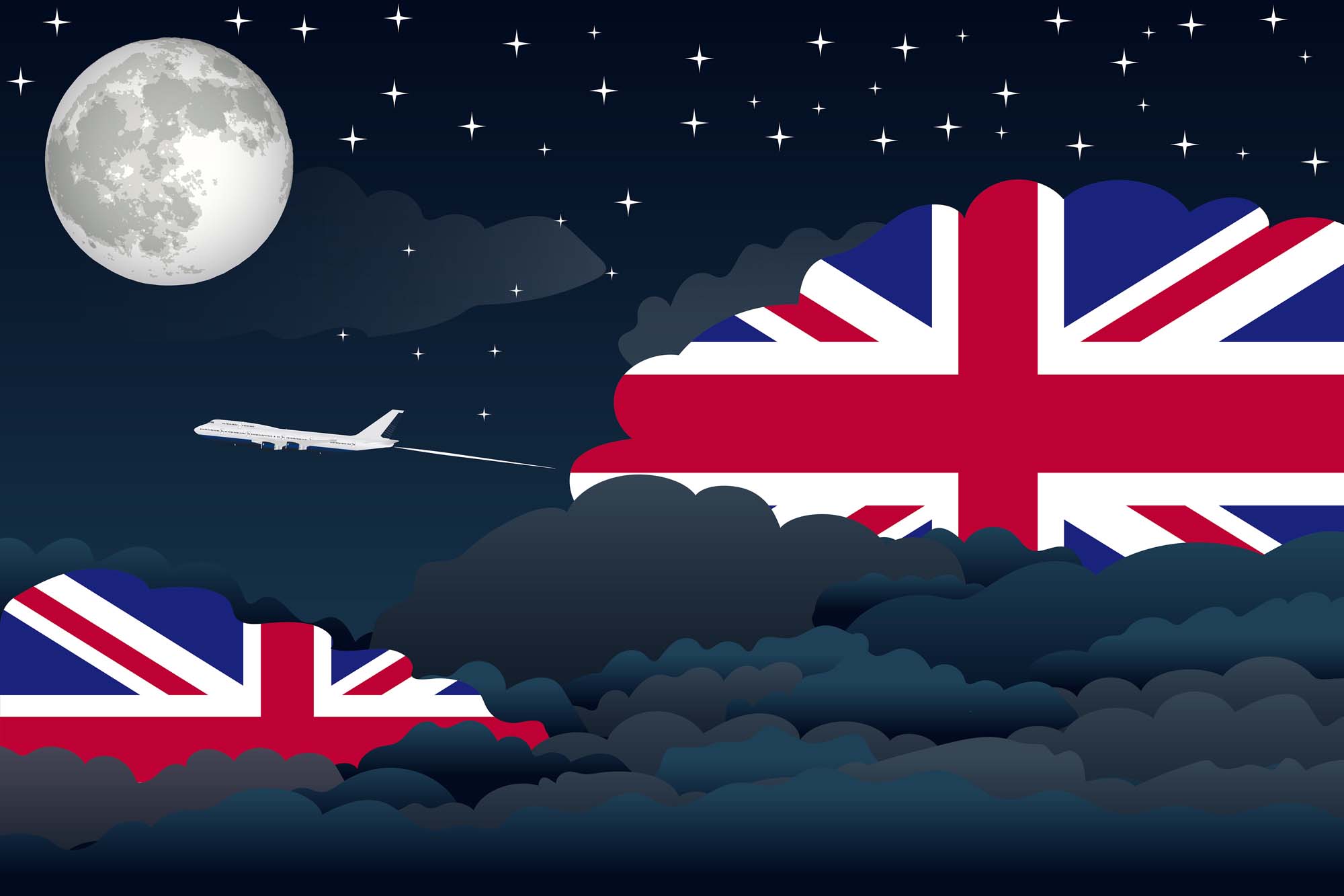 United KIngdom Night Clouds Blanket Throw image 2