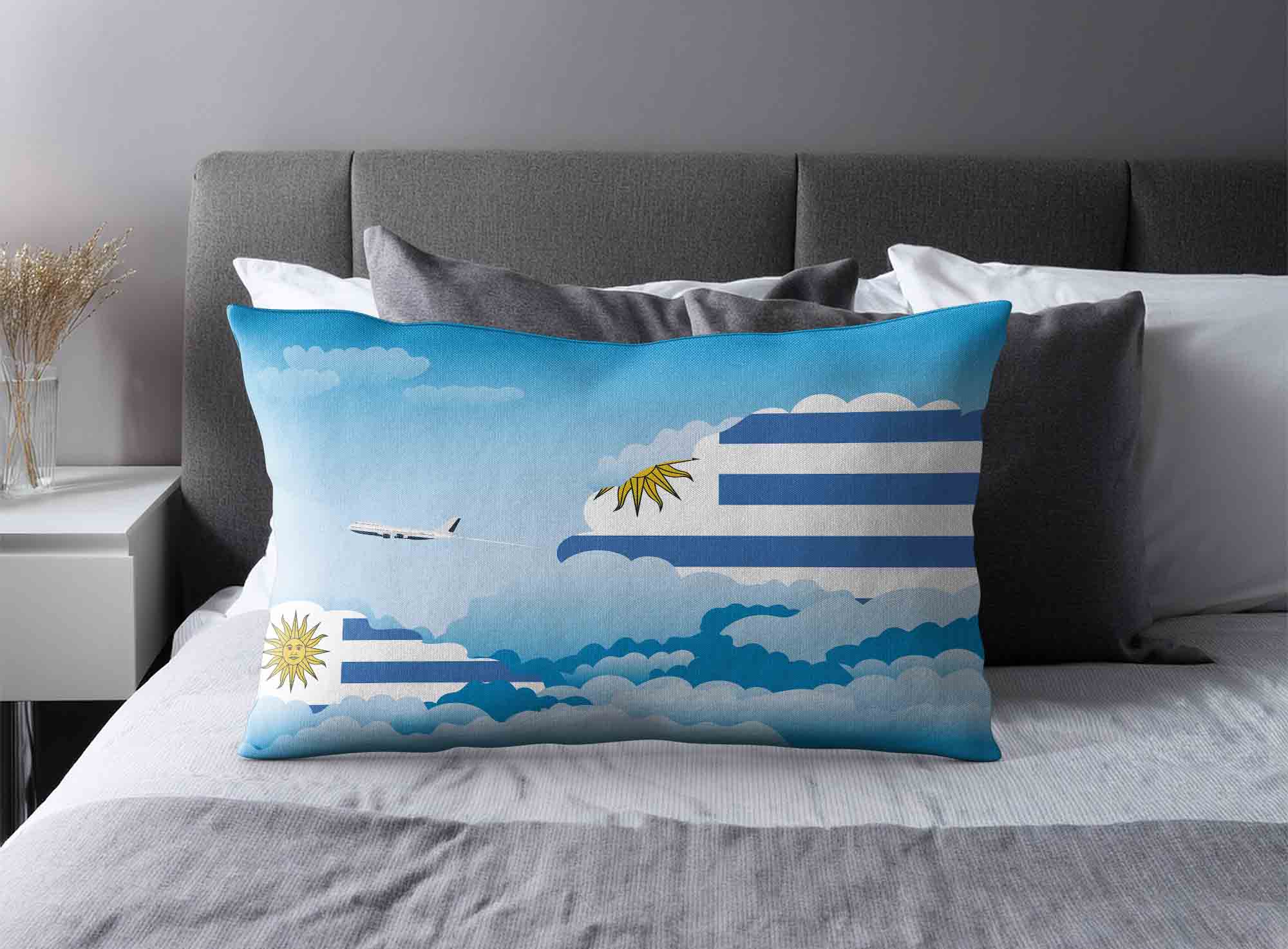 Uruguay World Airplane Day Clouds Square & Rectangle Pillow Cases | Aviation Sky Travel Decorative Throw Pillow Covers image 2