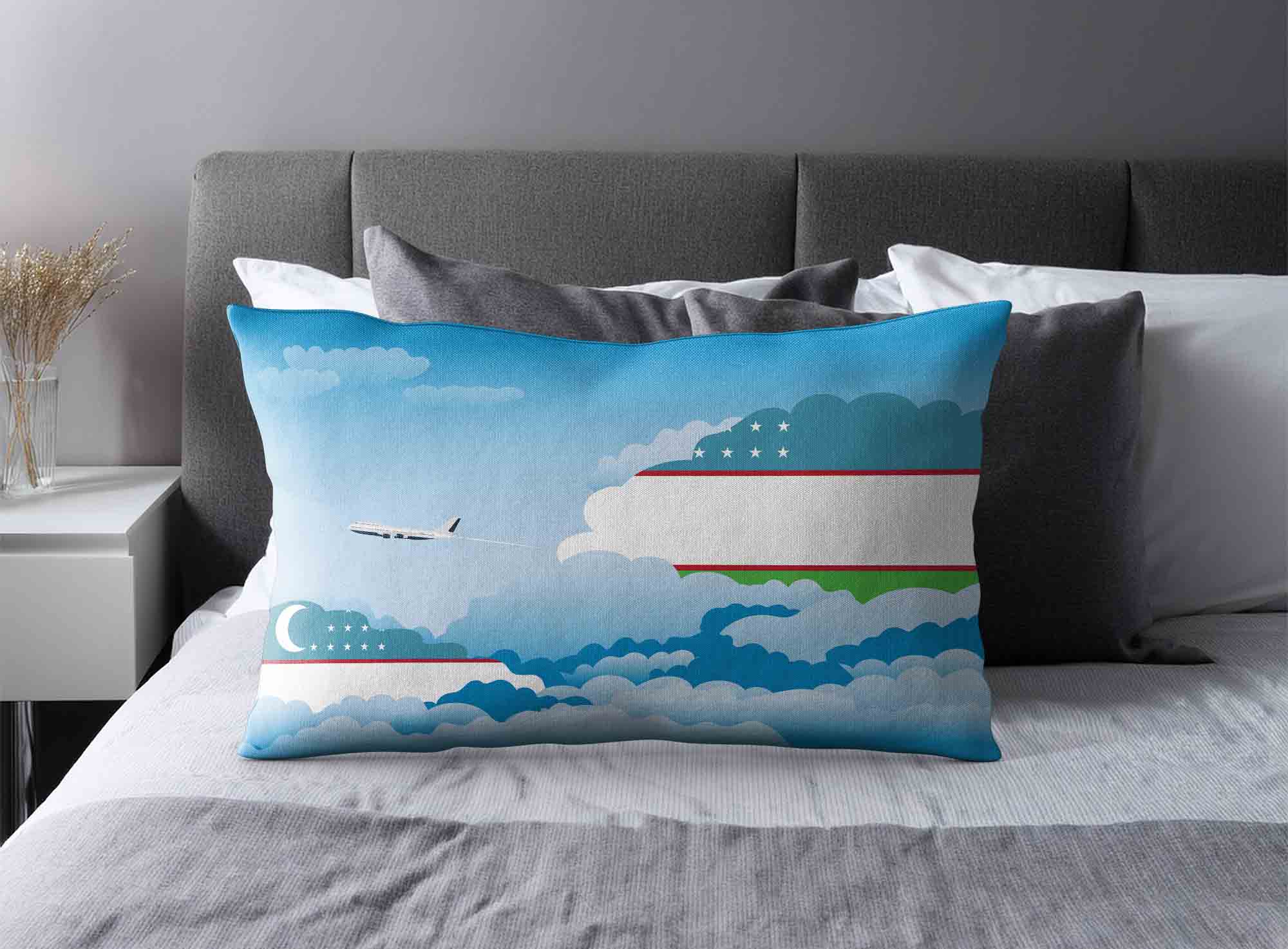 Uzbekistan World Airplane Day Clouds Square & Rectangle Pillow Cases | Aviation Sky Travel Decorative Throw Pillow Covers image 2
