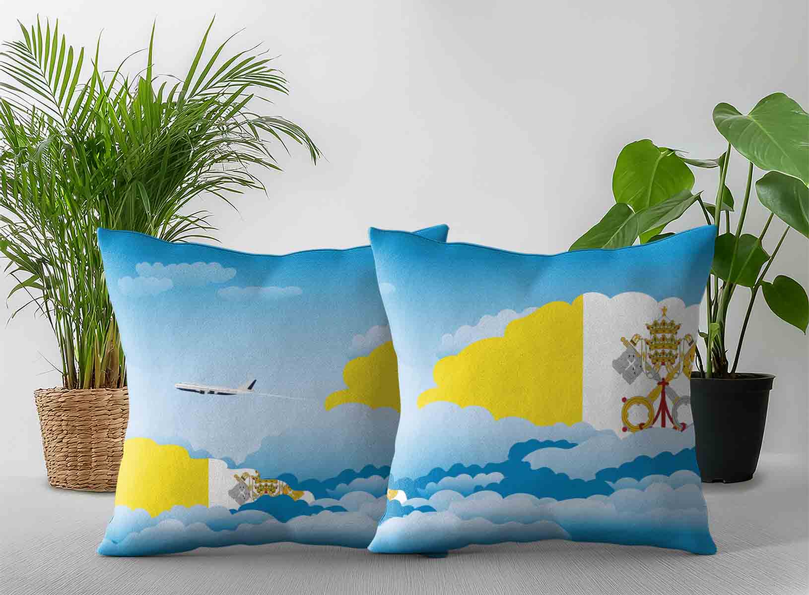 Vatican City Holy See World Airplane Day Clouds Square & Rectangle Pillow Cases | Aviation Sky Travel Decorative Throw Pillow Covers