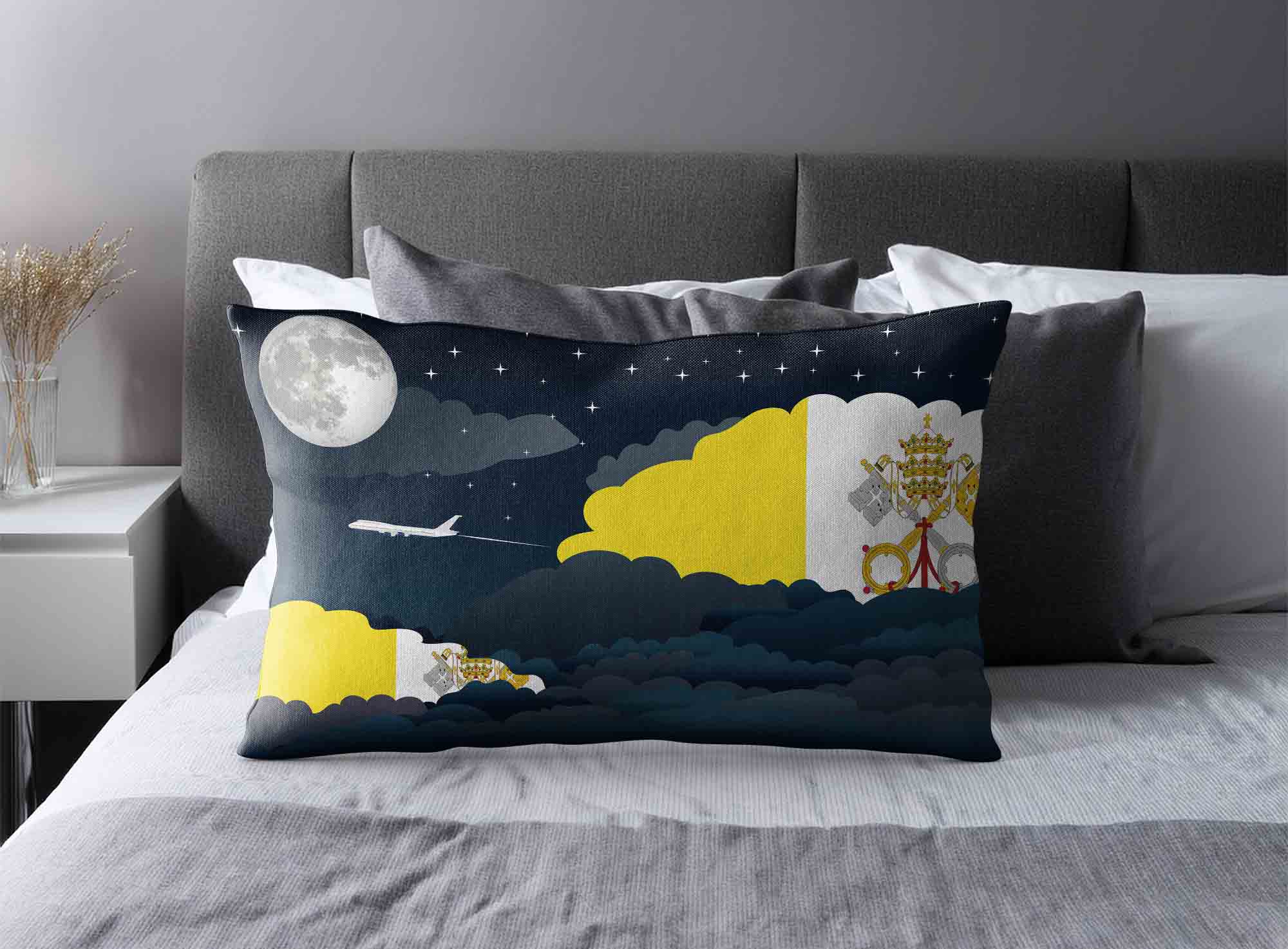 Vatican City Holy See World Airplane Night Clouds Square & Rectangle Pillow Cases | Aviation Night Sky Decorative Throw Pillow Covers image 2