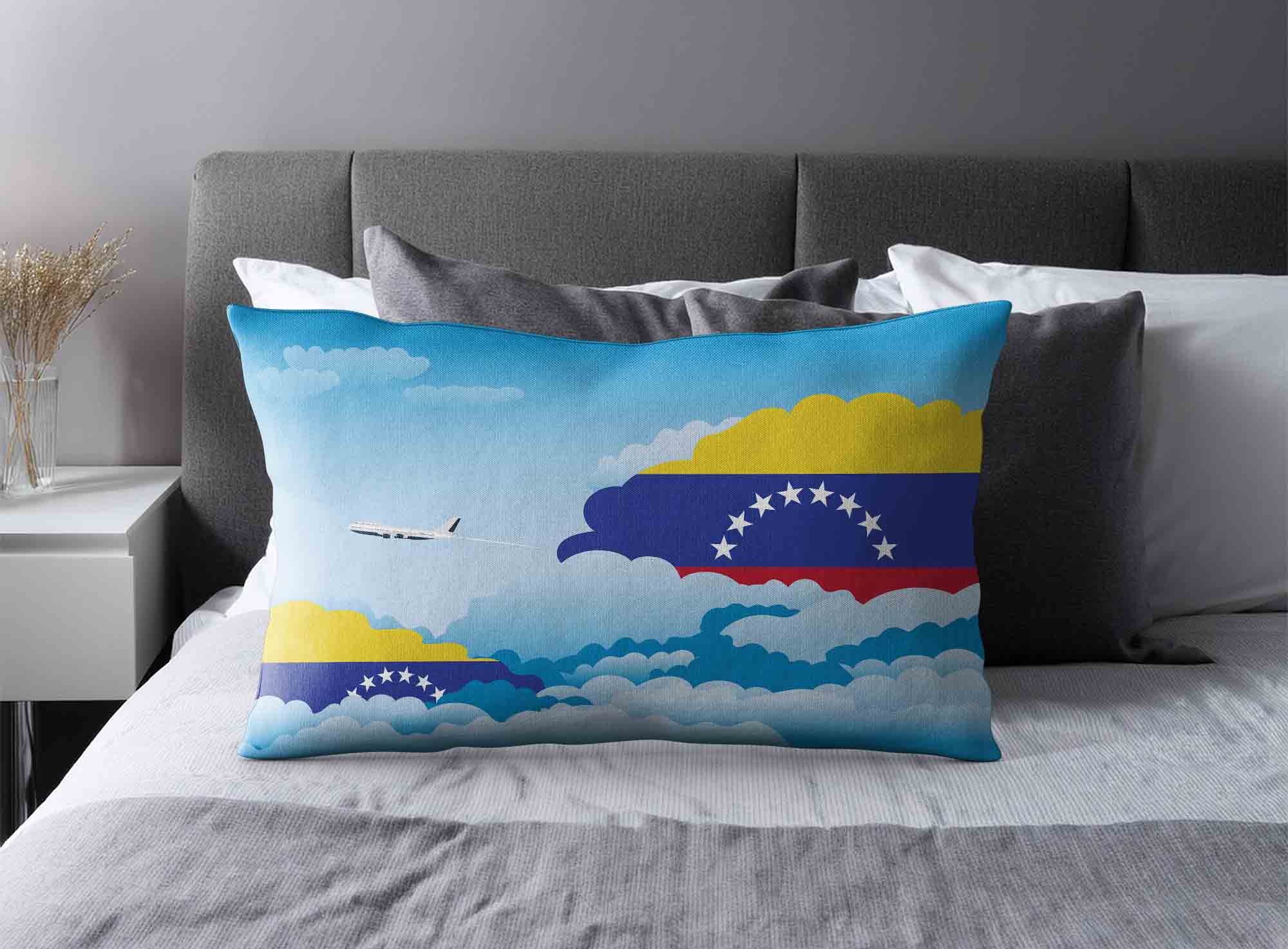 Venezuela World Airplane Day Clouds Square & Rectangle Pillow Cases | Aviation Sky Travel Decorative Throw Pillow Covers image 2