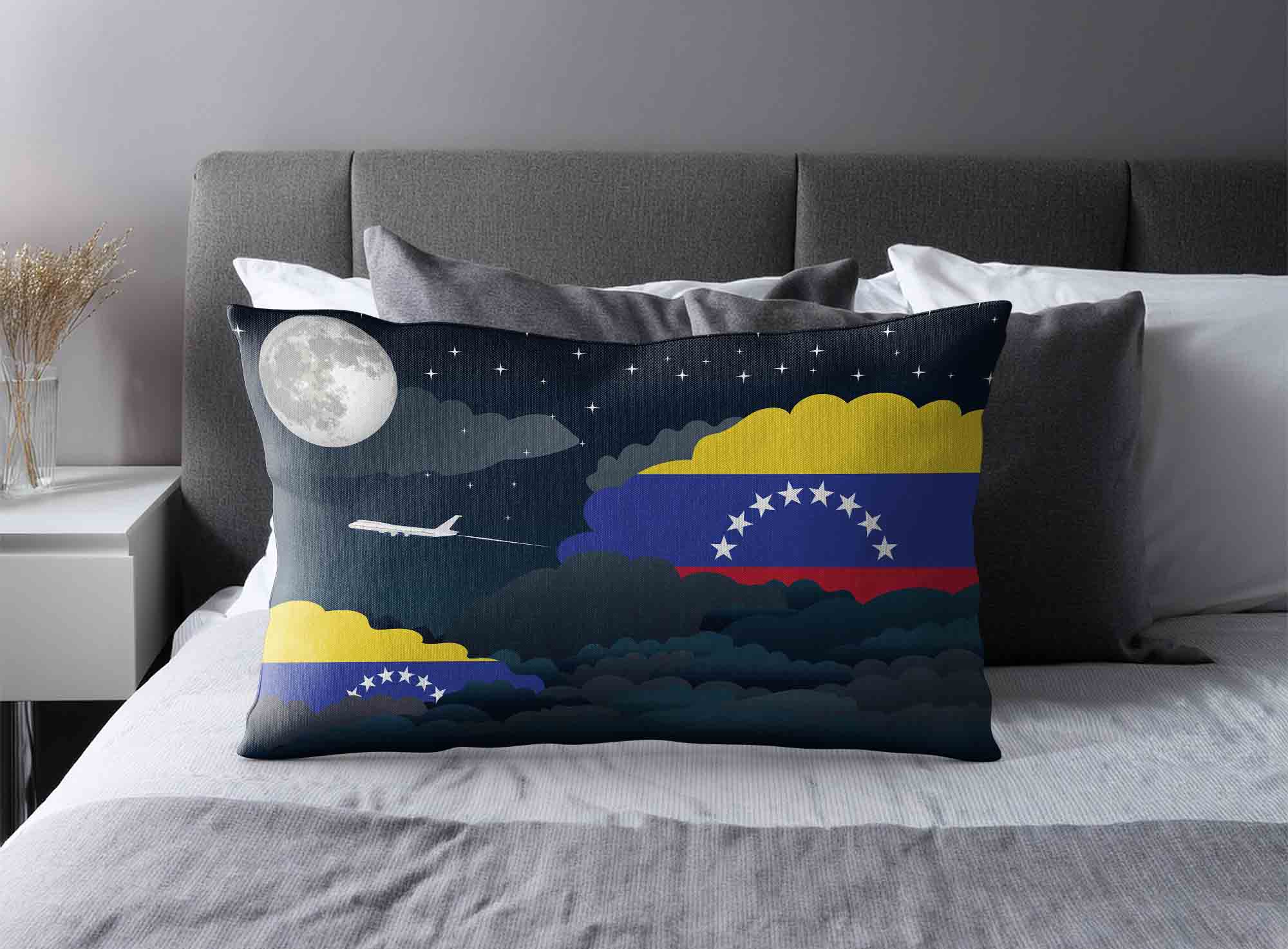 Venezuela World Airplane Night Clouds Square & Rectangle Pillow Cases | Aviation Night Sky Decorative Throw Pillow Covers image 2