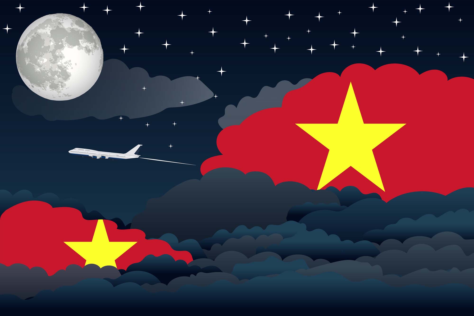 Vietnam Night Clouds Blanket Throw image 2