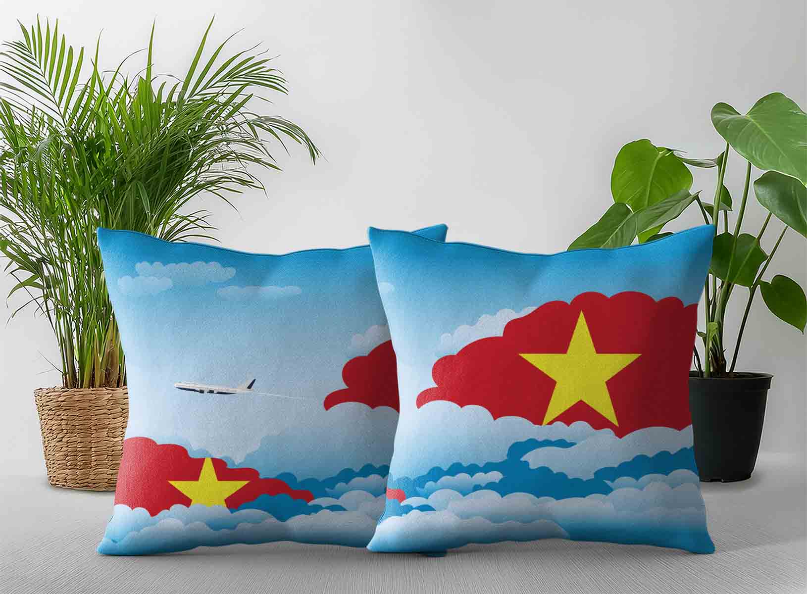 Vietnam World Airplane Day Clouds Square & Rectangle Pillow Cases | Aviation Sky Travel Decorative Throw Pillow Covers