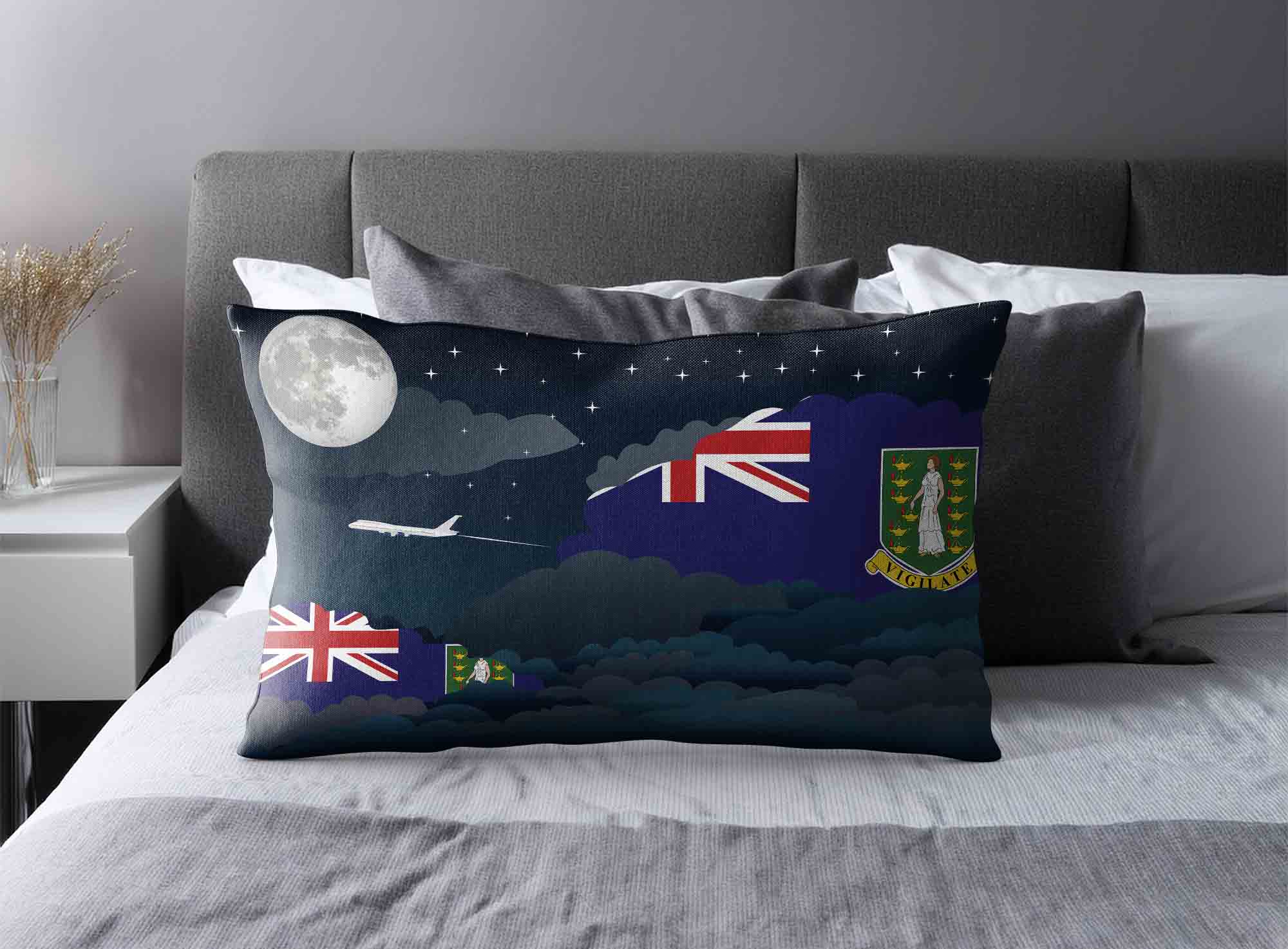 Virgin Islands UK World Airplane Night Clouds Square & Rectangle Pillow Cases | Aviation Night Sky Decorative Throw Pillow Covers image 2