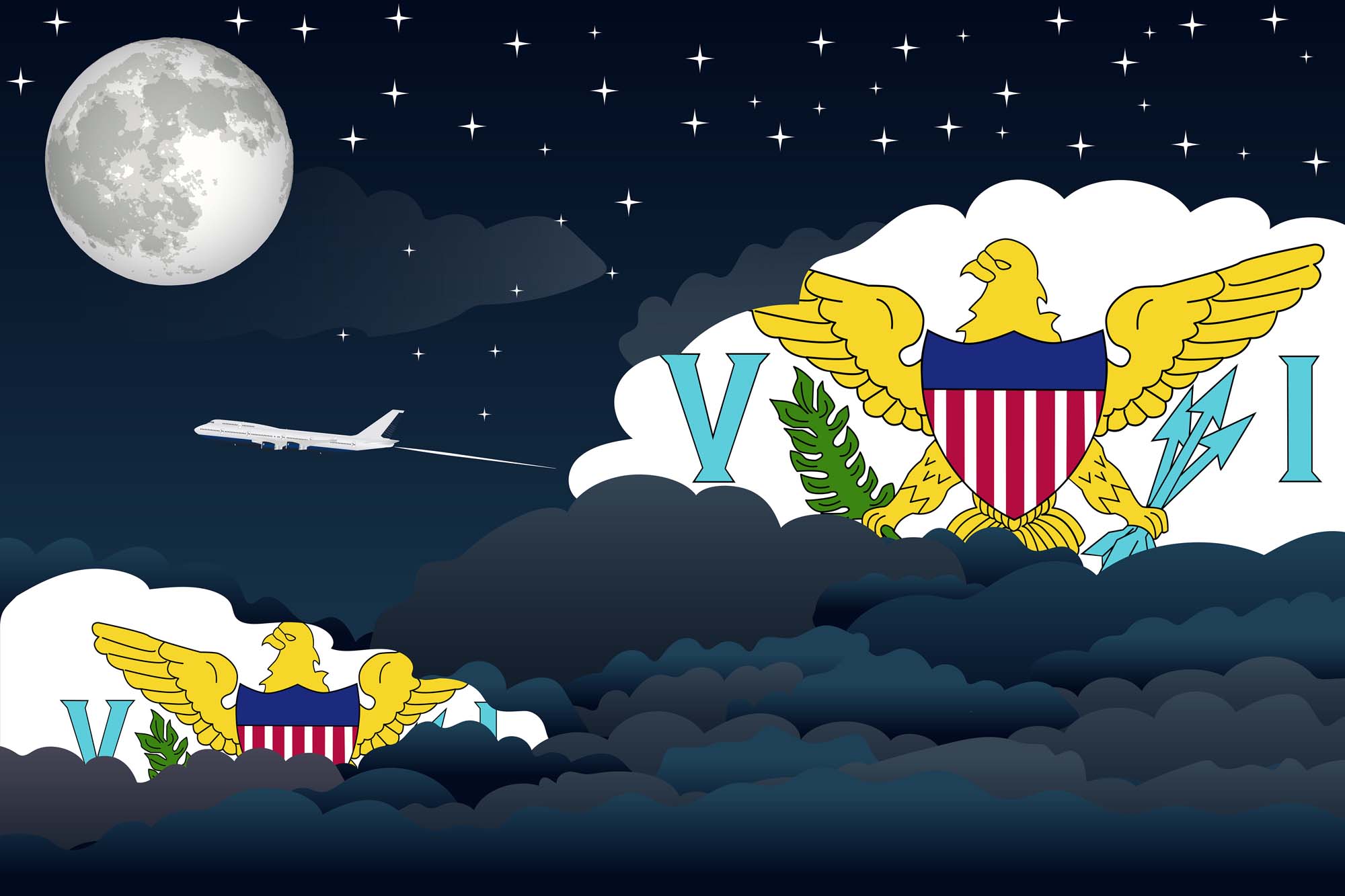 Virgin Islands US Night Clouds Blanket Throw image 2