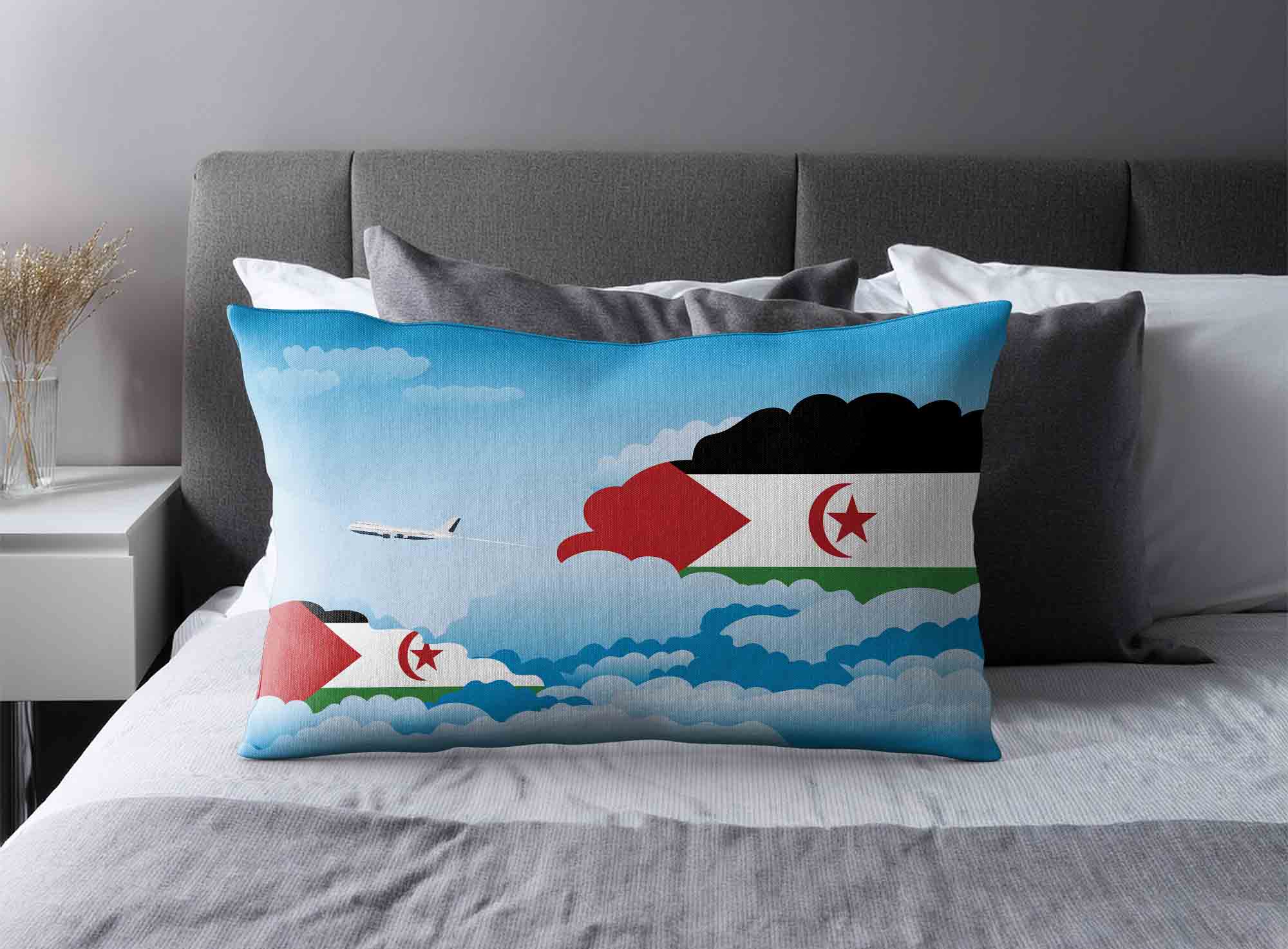 Western Sahara World Airplane Day Clouds Square & Rectangle Pillow Cases | Aviation Sky Travel Decorative Throw Pillow Covers image 2