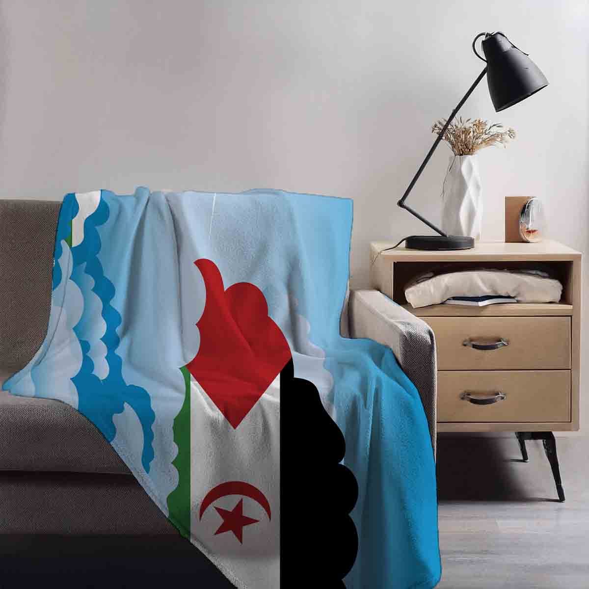 Western Sahara Day Clouds Blanket Throw