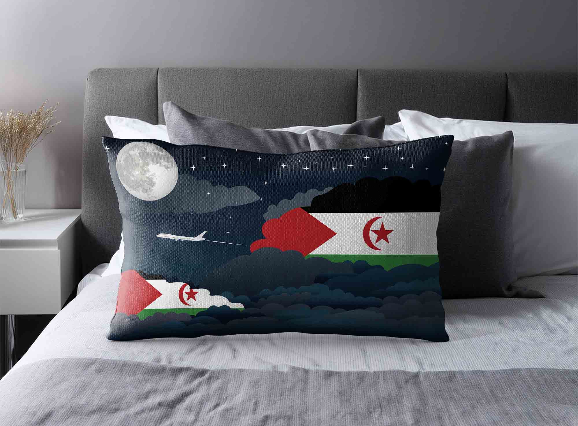 Western Sahara World Airplane Night Clouds Square & Rectangle Pillow Cases | Aviation Night Sky Decorative Throw Pillow Covers image 2