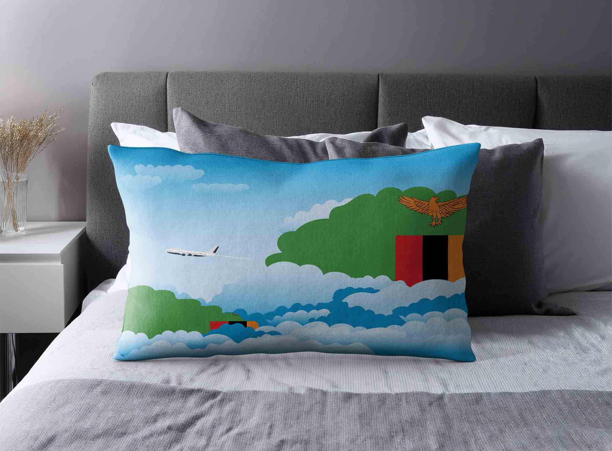 Zambia World Airplane Day Clouds Square & Rectangle Pillow Cases | Aviation Sky Travel Decorative Throw Pillow Covers image 2